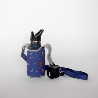 Edelstahl-Trinkflasche mit Strohhalmaufsatz & Tasche (350ml)