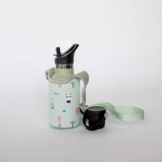 Edelstahl-Trinkflasche mit Strohhalmaufsatz & Tasche (350ml)